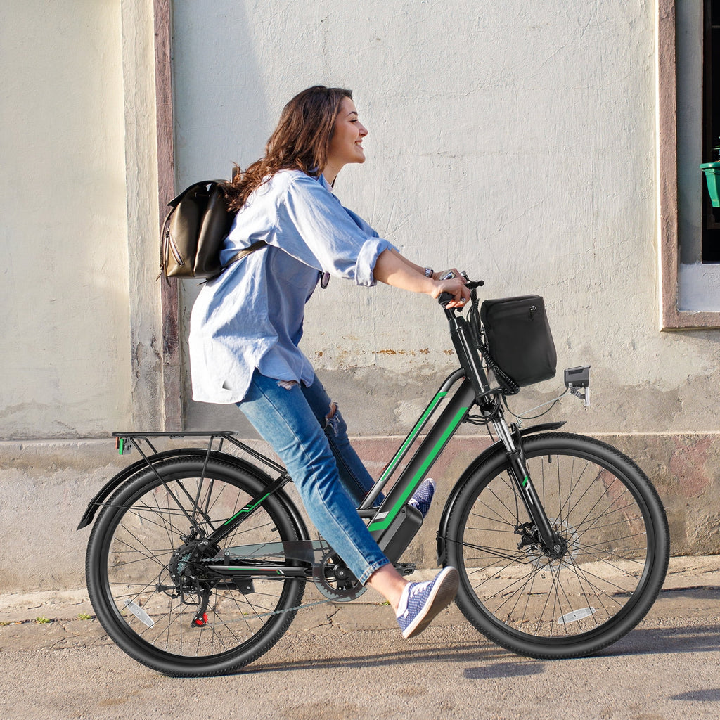 Elifine 500W Electric Bike for Adults, 26 Commuter Electric Bicycle 19.8mph City Ebike with 5 Riding Modes, 48V 7.8Ah Removable Battery UL 2849, LCD Intelligent Display Hybrid Electric Bike Red