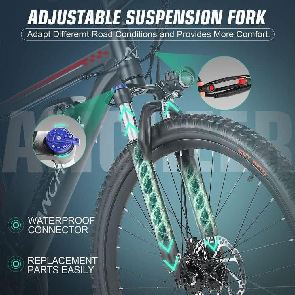 ANCHEER Gladiator 500W 26 Electric Bike for Adults, Electric Mountain Bike with 2.1 Inch eMTB Tire, 48V 10.4Ah Battery, 3H Fast Charge, Shimano 21 Speed, Adults Electric Bicycle UL2849