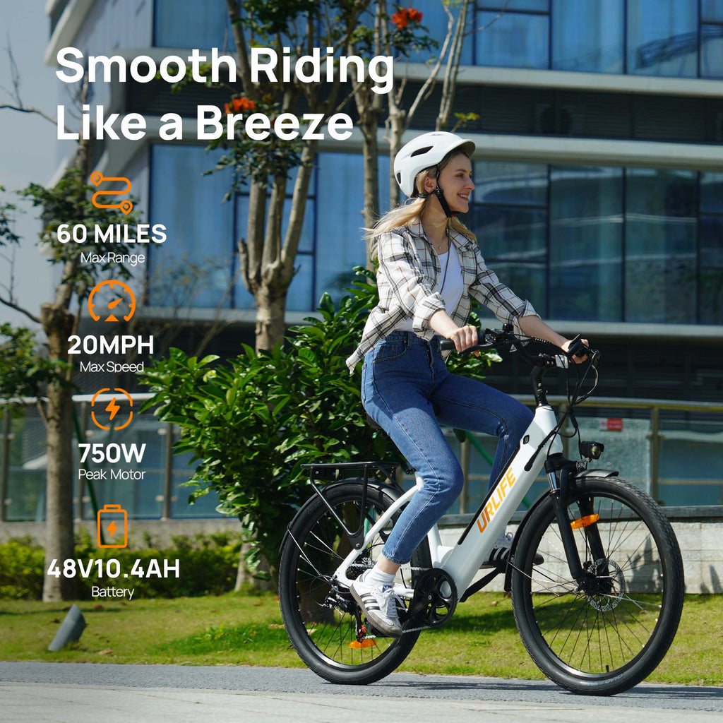 26 Electric Bike for Adults,750W Peak Motor,48V 10.4Ah Removable Battery, 60 Miles Range, 7-Speed City Commuter Ebike,UL2849
