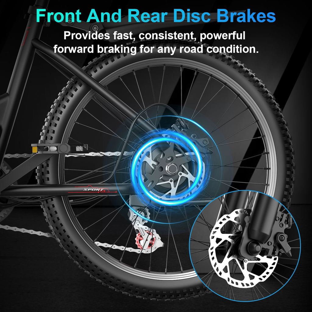 F26-1500W Off-Road Electric Bike, 26 Tire 55 Miles Electric Bike ,48V 10.5 Internal Battery, Top Speed 30MPH, Professional 7 Speed ，Adult electric bicycle，UL2849