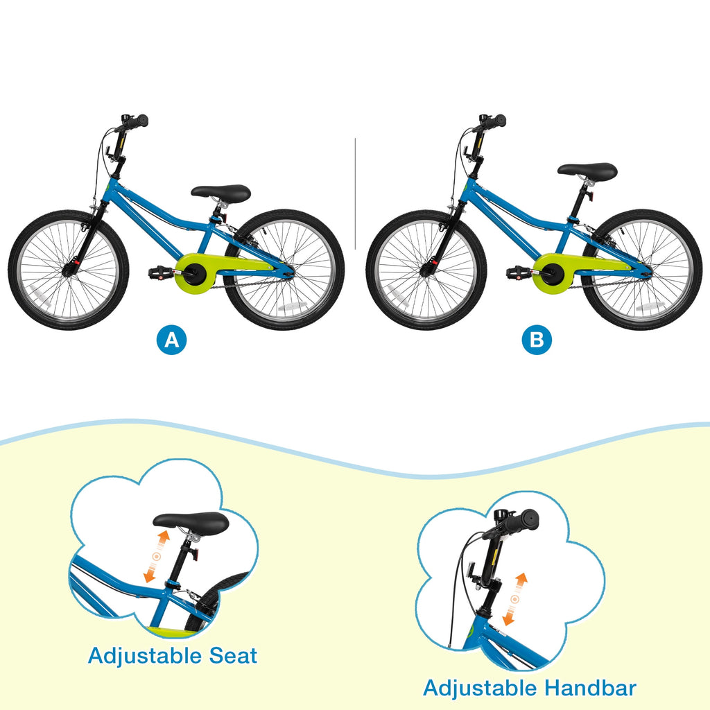 Hykolity 20 Kids Bike Age 6-12 Boy Girl Bicycle Coaster Brake Children Bike For Tween Height 48-62 Teen Sport Outdoor Riding Navy Blue
