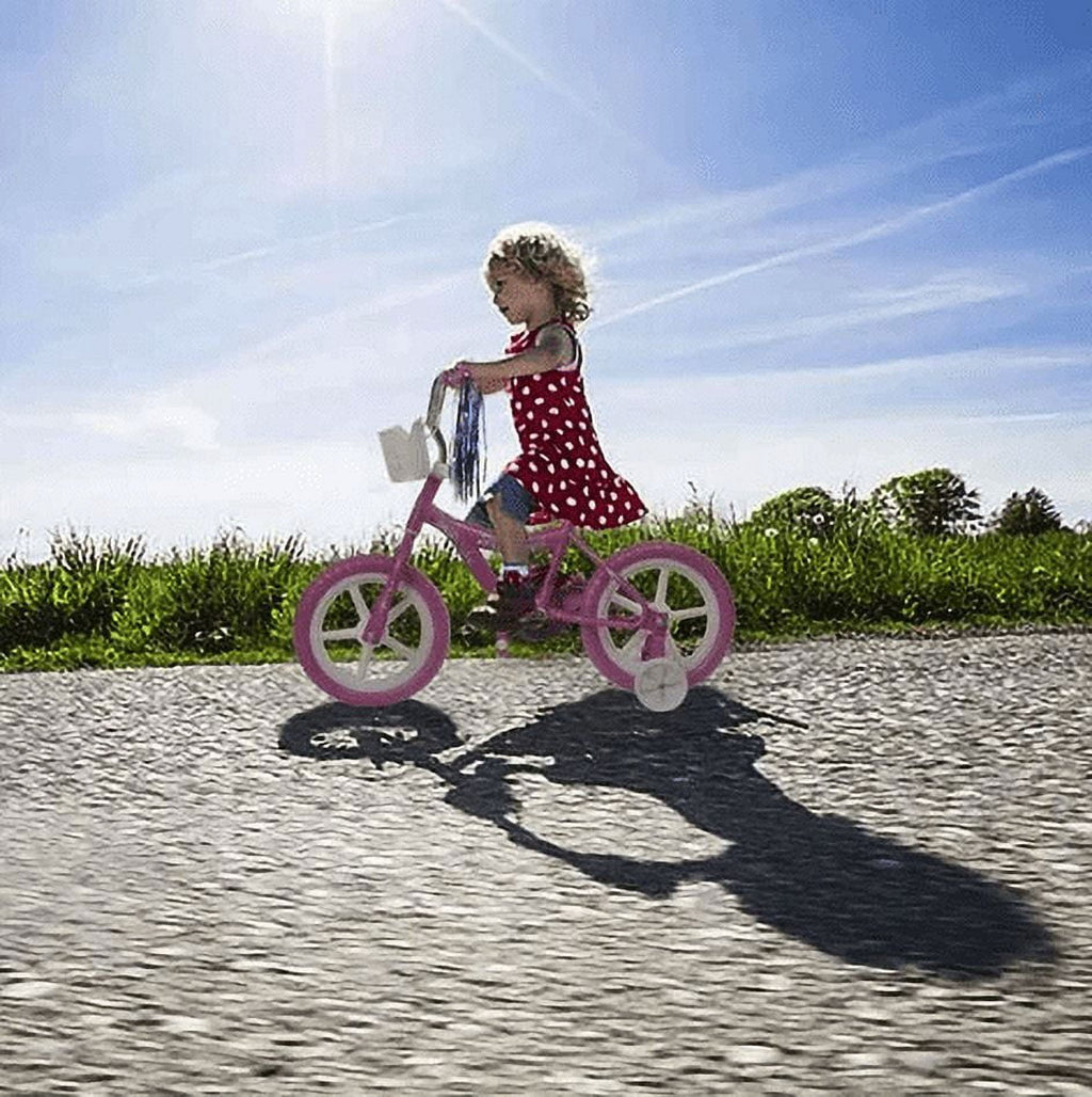 WonderWheels Kid's Beginner 12 Bicycle for 2-4 Years Old Boys' and Girls' Bike Foam Tire for Indoor Use No Brake - Pink