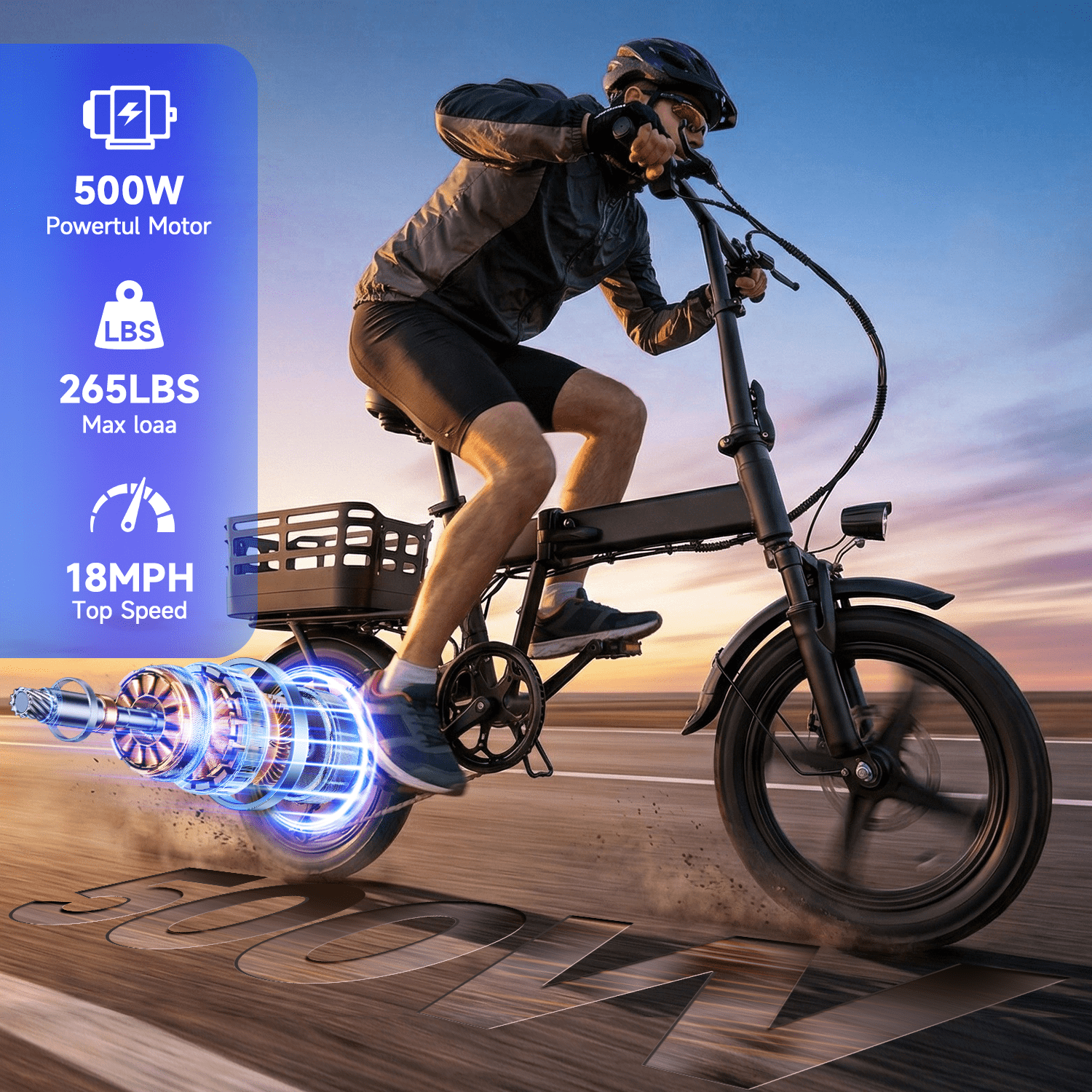 XKJ Electric Bike for Adults, Ebike, Electric Bicycle with 48V 12AH Battery,14 Folding Ebike for Teens, 21MPH,20+ Miles(MAX),500W Motor,Multi-Shock Absorption,Mini E Bikes with Baskets,UL2849
