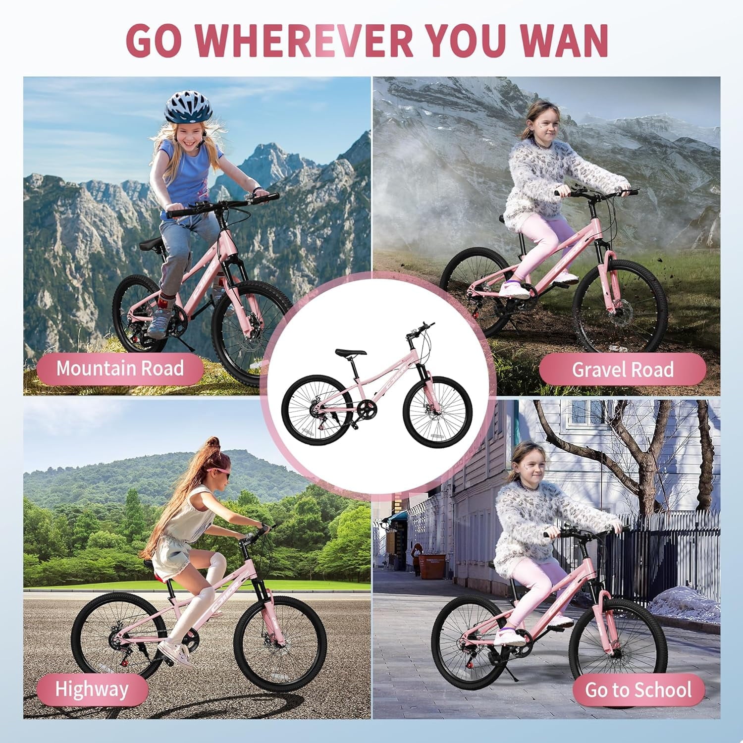 DEYGIA 20 Inch Kids Mountain Bike, Bikes for Boys, 7-Speed with Front Suspension, Dual Disc Brakes & Knobby Tires for Ages 6-14, Multi Color
