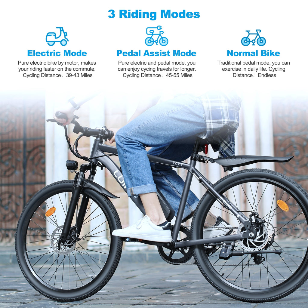 VTOKW 500W Electric Bike for Adults, 26 Electric Bicycles, 36V 10.4Ah Battery, 20MPH Ebike, E-Bike UL2849