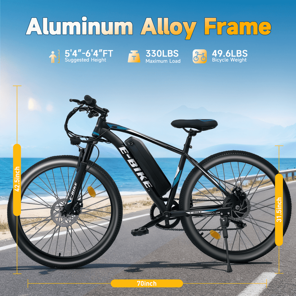 BroPath Electric Bike for Adults,26”Electric Mountain Bike 576Wh Internal Battery & LCD Display, with 7-Speed, 25MPH,Ebike,Full Suspension, 800W (Peak) Motor Commuter Electric Bicycle,UL2849