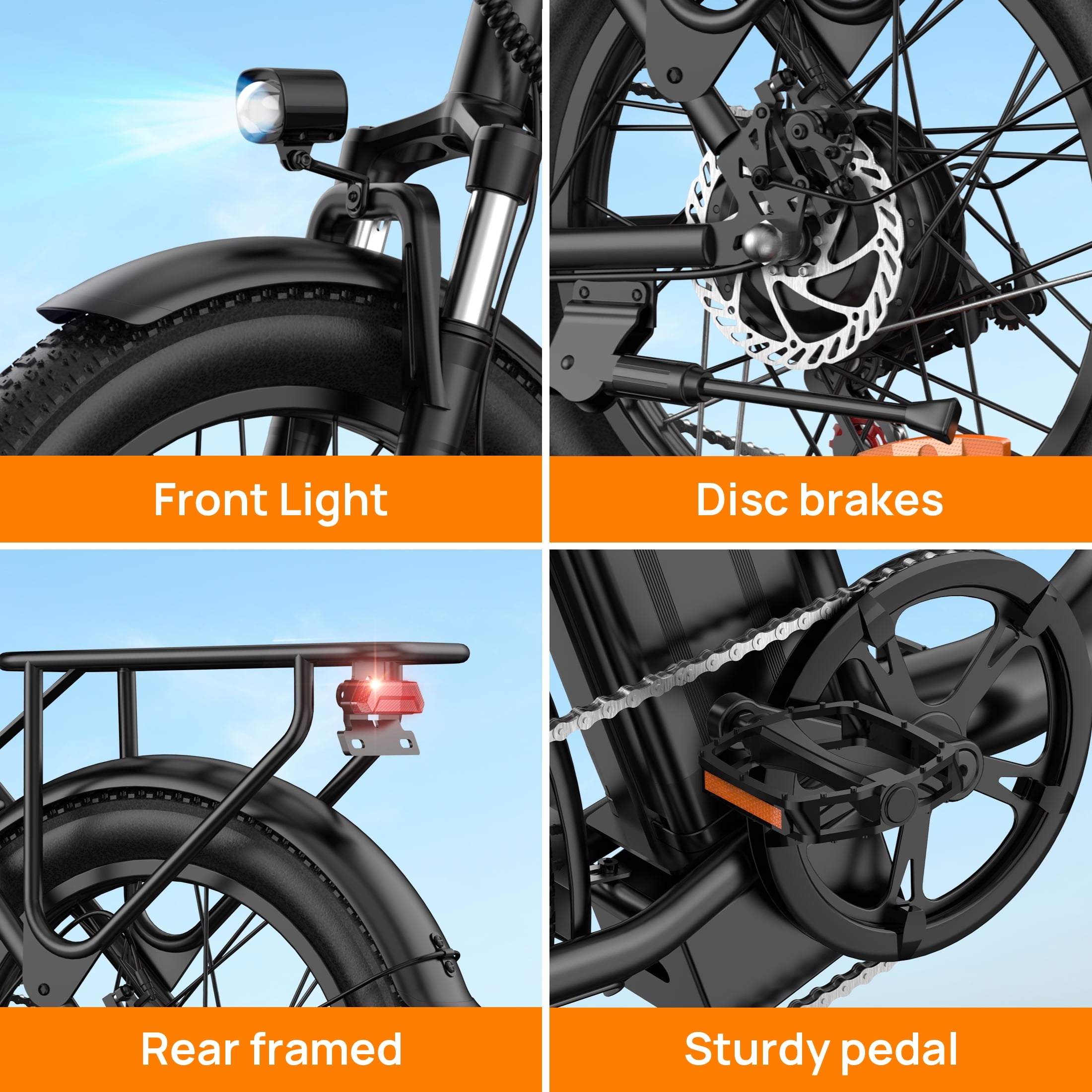URLIFE 4.0 Fat Tire Ebike,20 Electric Bicycles for Adult,1500W Peak Motor,48V 15.6AH Remobavle Battery,7-Speed Mountain Ebike,UL2849-Black