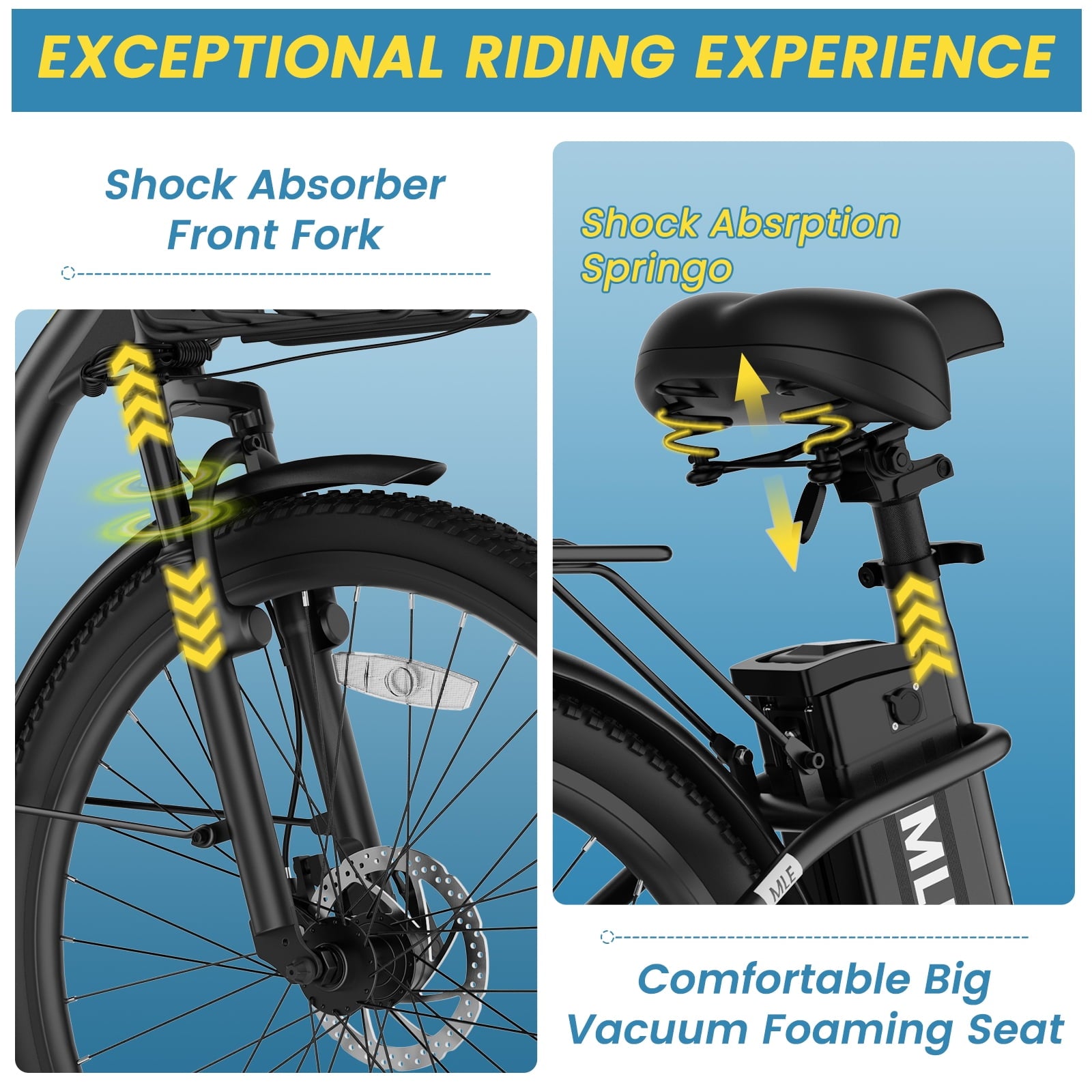 MOONCOOL Electric Bicycle for Adults 350W , 7-Speed Ebike with 36V 10.4Ah Removable Battery， 40 Miles Range , 20 mph Electric Commuter Bike for Women Men