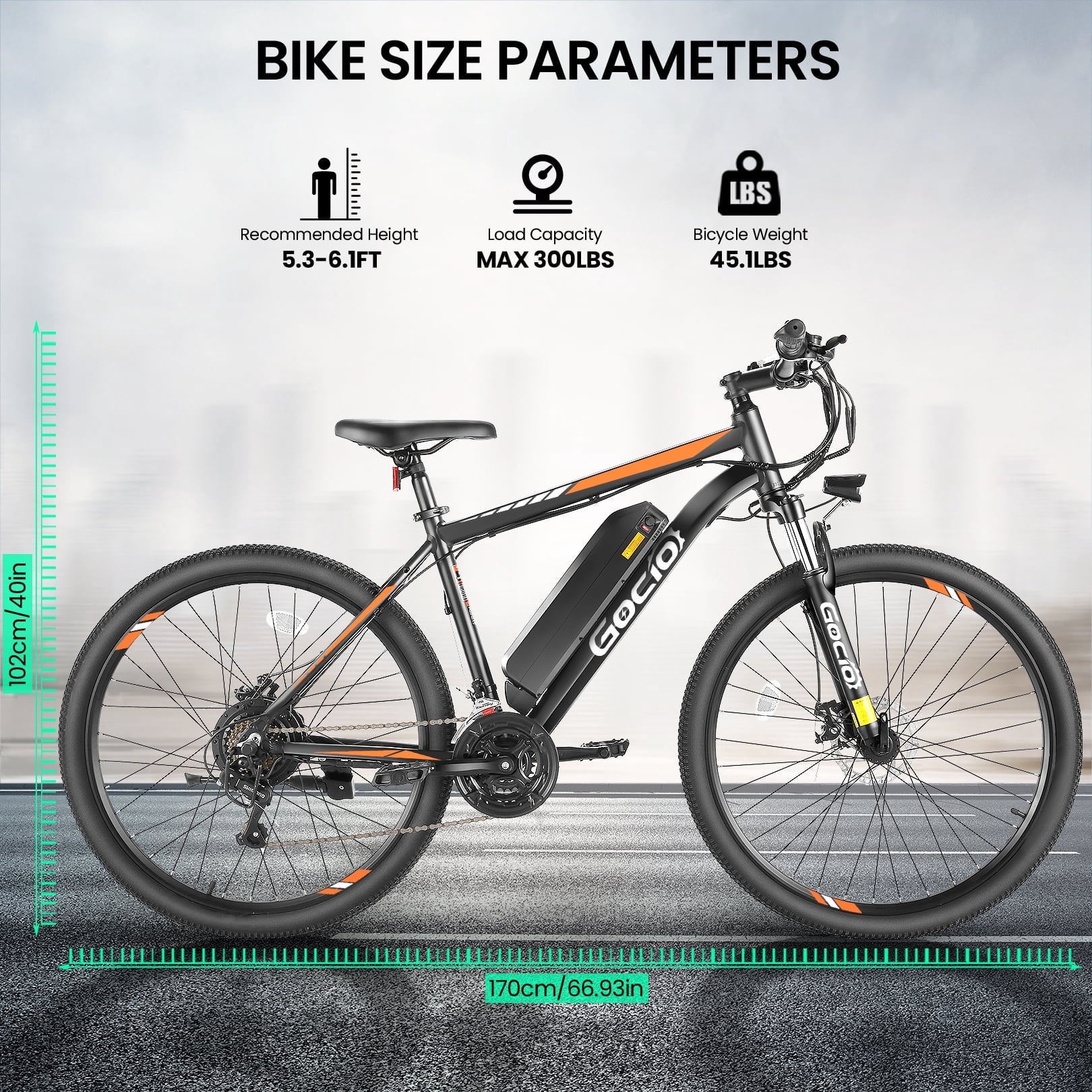 Gocio 26 Electric Bike, 350W Electric Bike for Adults 19.8MPH Electric Mountain Bike, LCD, Lockable Suspension Fork, 374.4Wh 36V Battery UL2849 Certified, 21-Speed E-Bikes Adult Electric Bicycle