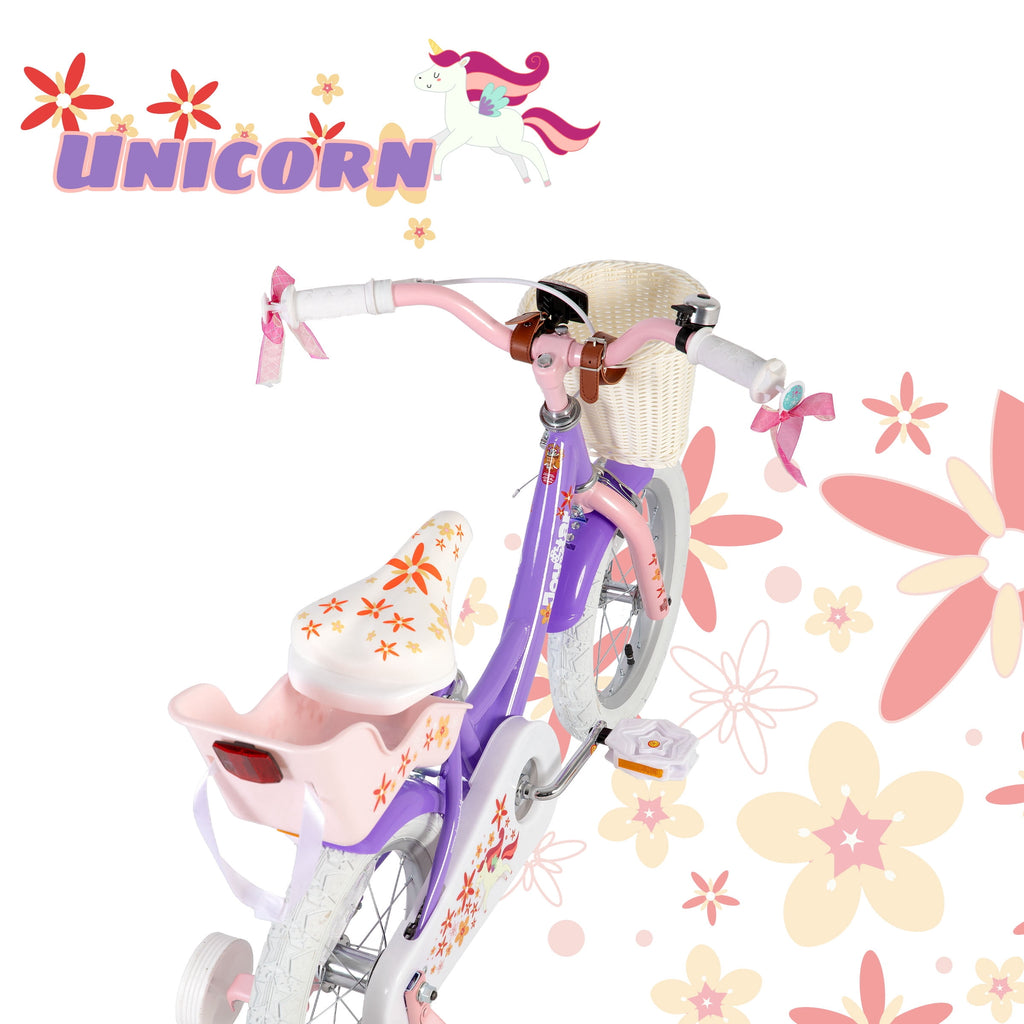 Joystar Unicorn 12inch Girls' Bike, Mint Purple