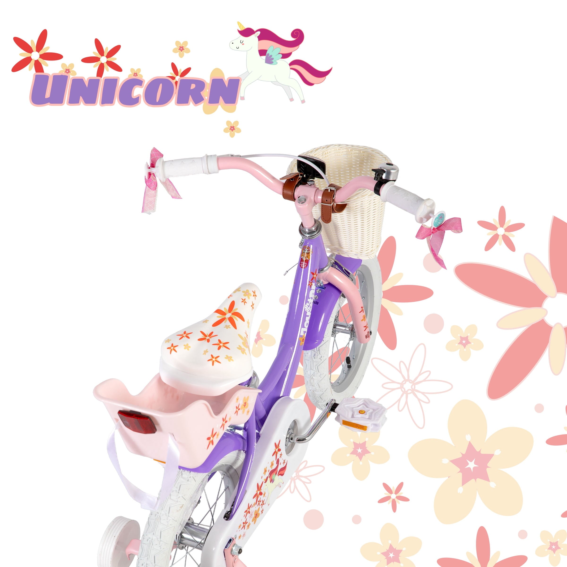 Joystar Unicorn 12inch Girls' Bike, Mint Purple