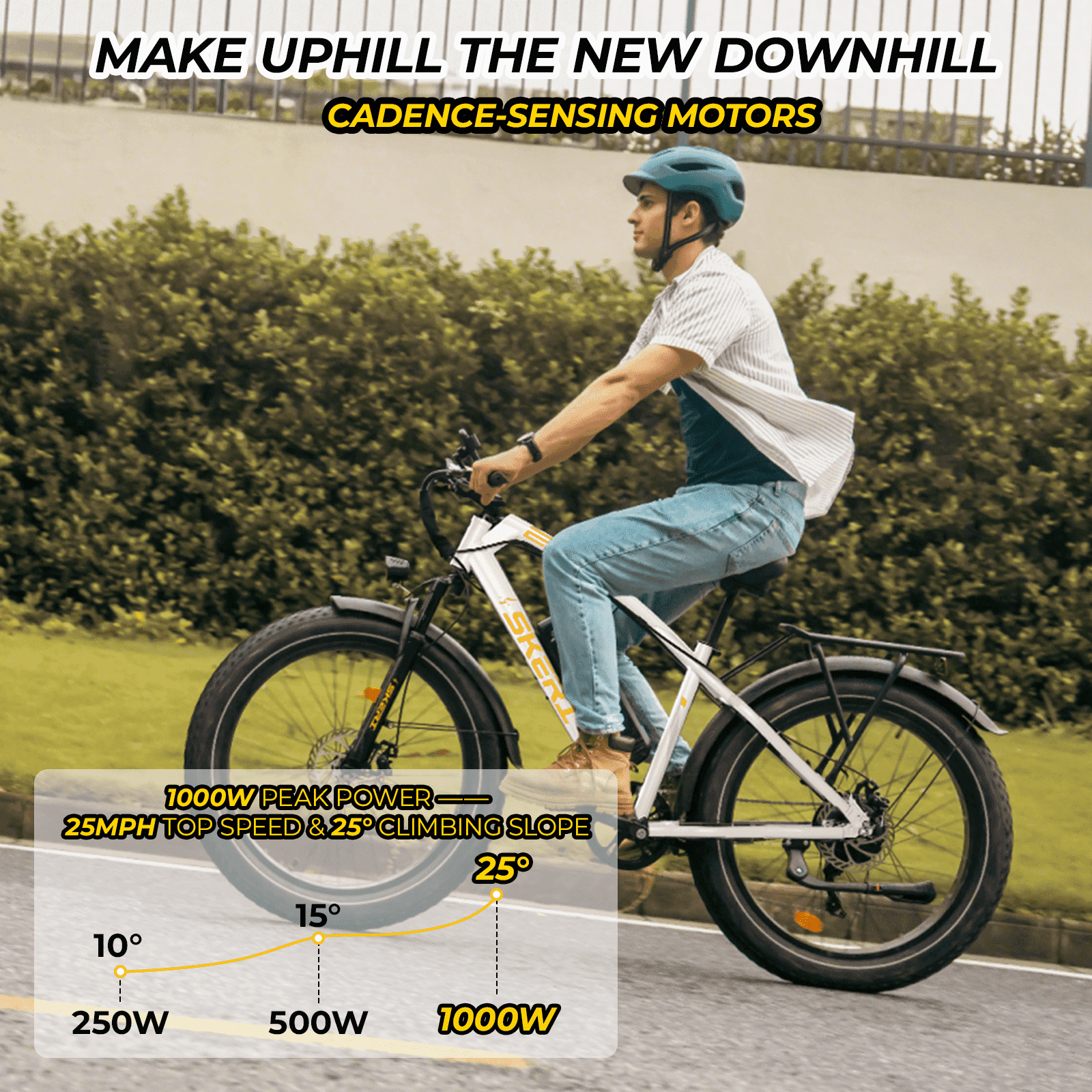Skeri Electric Bike, 26x4.0 Fat Tire E Bike, 500W (Peak 1000) Motor, 48V 15.6Ah Removable Electric Bike for Adults, 60 Miles & 25 mph, Electric Bicycle with 7 Speed and Front Suspension