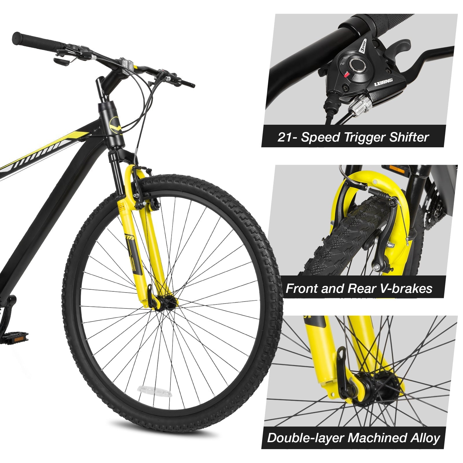 Hykolity 29 inch Mountain Bike 29r MTB Sport Bicycle Large Bike Full Suspension Lightweight Outdoor Cycling for Adult Men Woman - Pale White