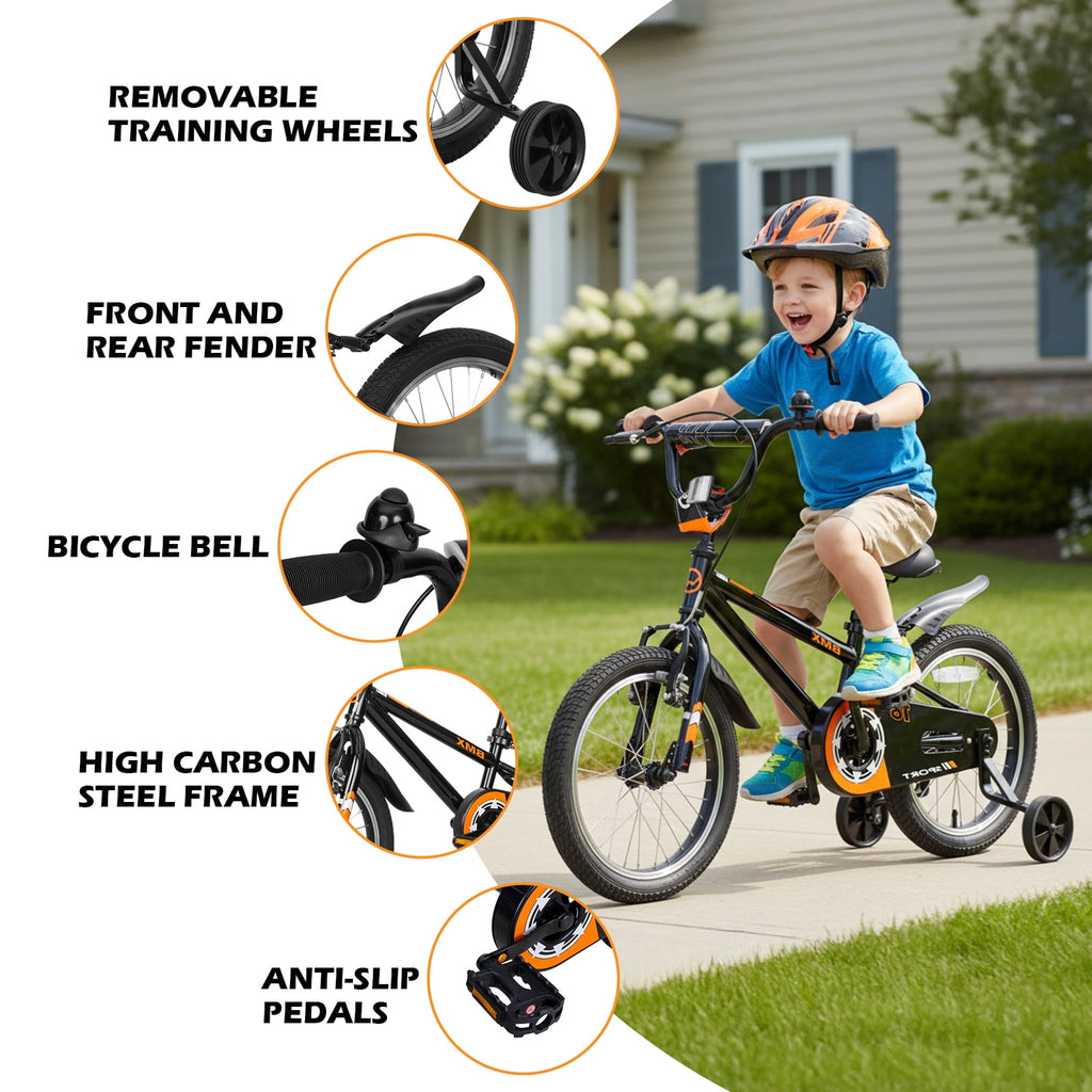 Anlibatt Kids Bike Boy Bicycle 16 inch for Children Age 4-6 Years Old Height 38-48 in Toddler Cycling Dual Hand Brakes Blue Sport Bikes
