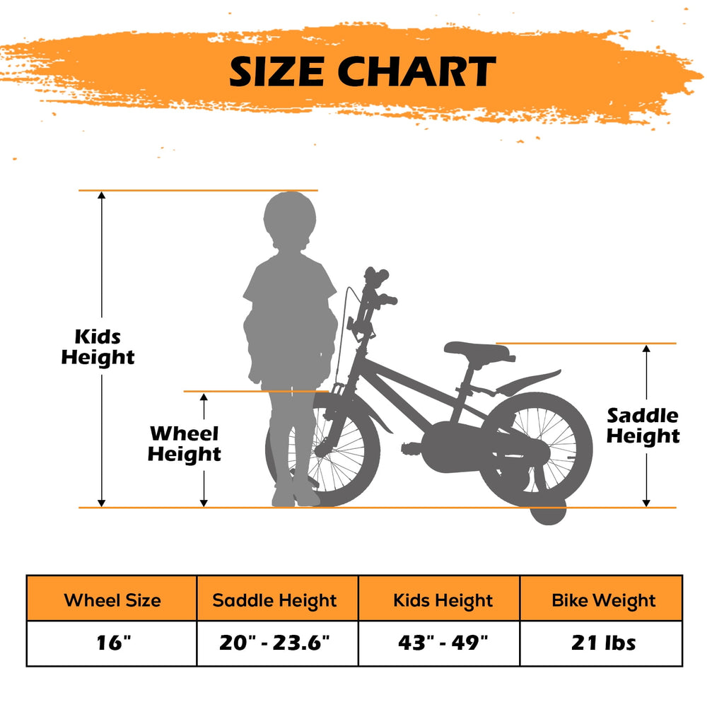 Hykolity Kids Bikes, 16 Inch BMX Style Boy's Bicycle Ages 4-6 Years Old, Kids Bicycle for Boys Girls with Training Wheels, Adjustable Seat, Front and Rear Fender, Black