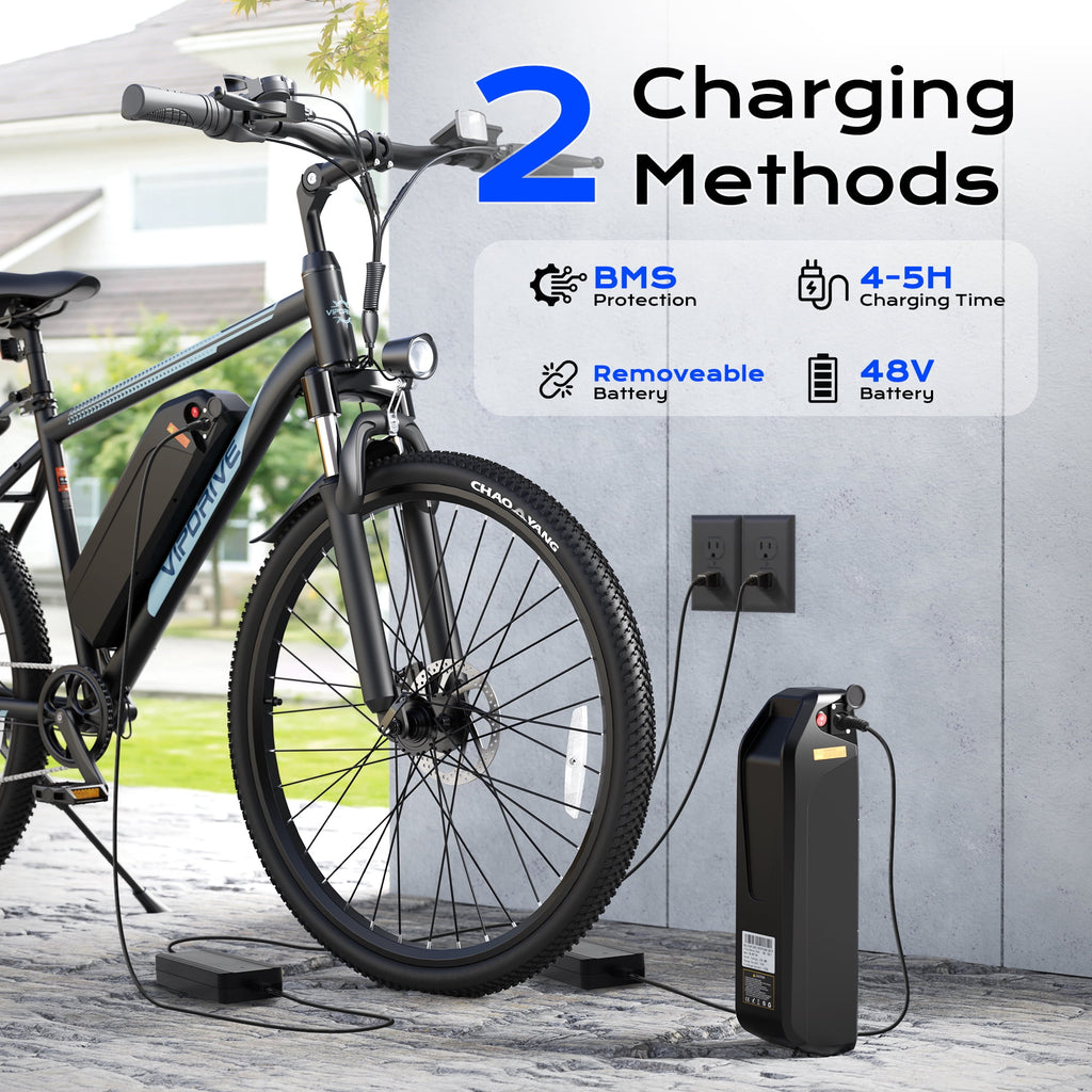 VIPDRIVE Electric Bike for Adults, 26'' 750W Peak Ebike, 48V 7.8AH Removable Battery，Up to 40 Miles 20MPH Electric Mountain Bike，Front Fork Suspension，UL2849