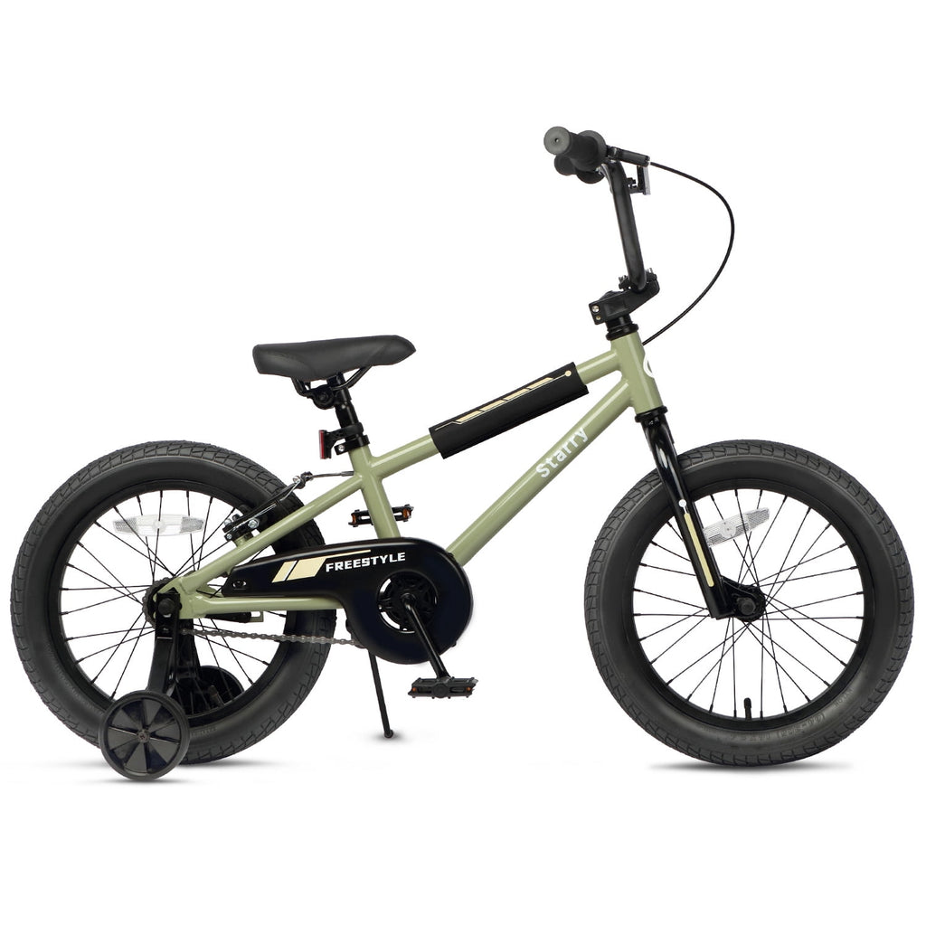 Glerc 16 Inch Little Kids Bike for Over 4 Years Old Boys Girls Youth BMX Style Bicycle with Training Wheels Coaster & Rear V Brake, Black