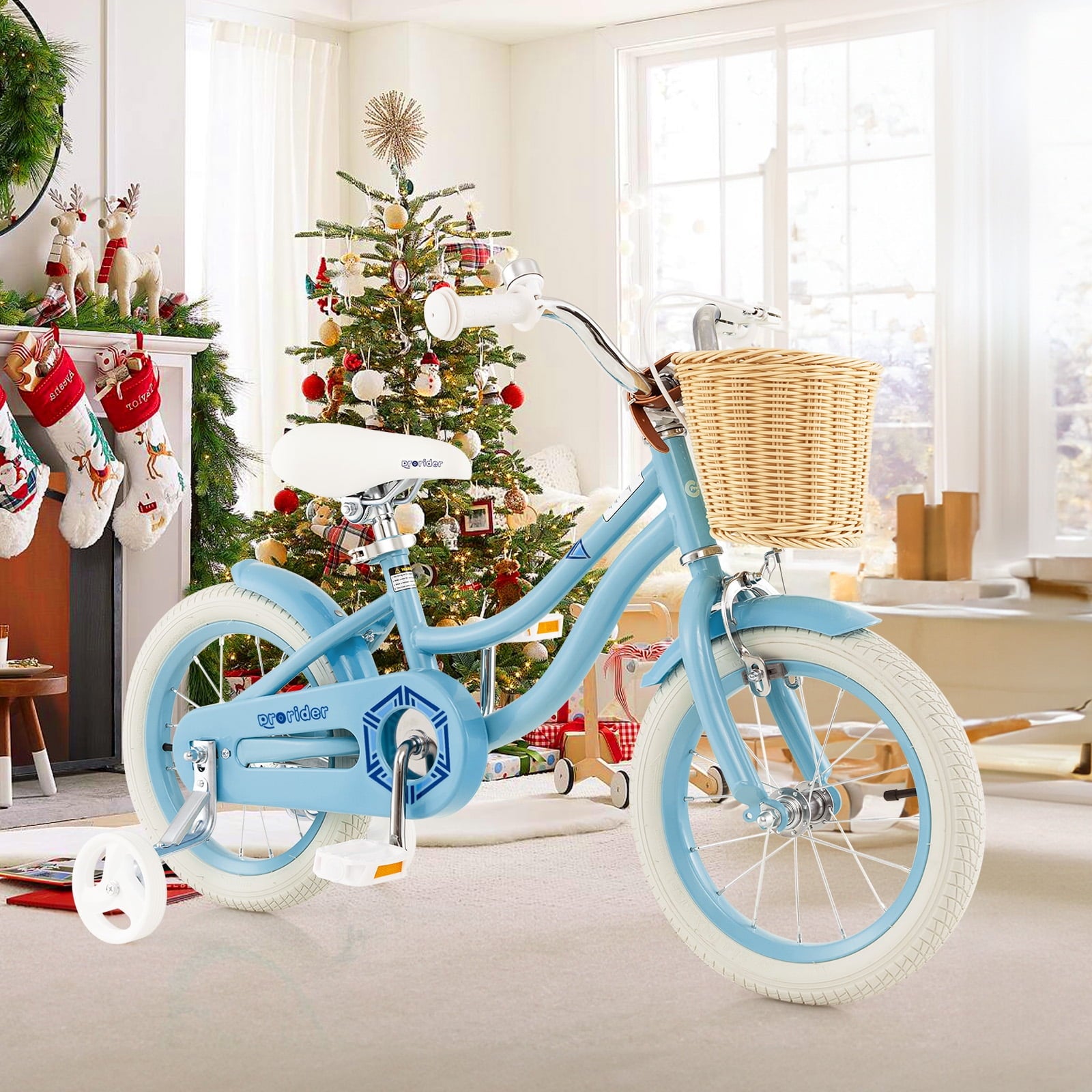 Costway 16 Kid’s Bike with Training Wheels Adjustable Handlebar Seat Handbrake Pink