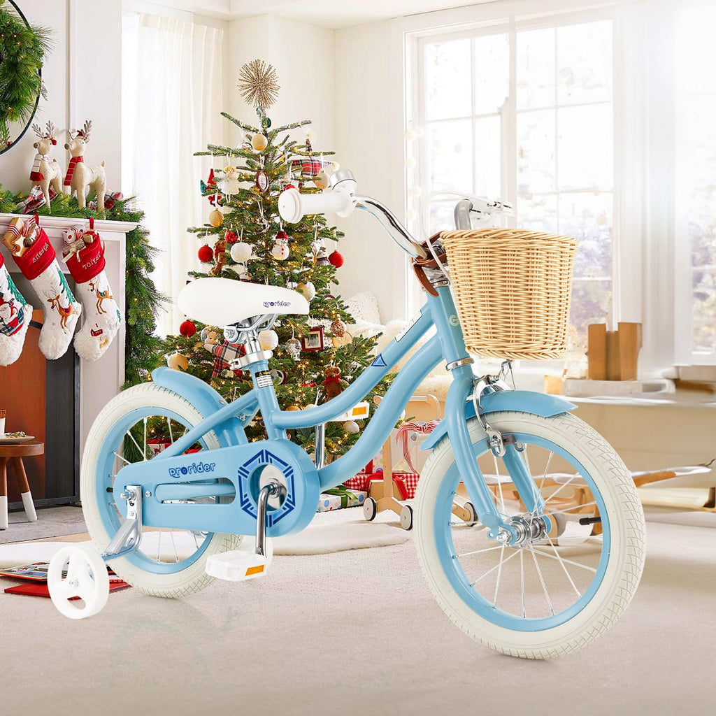 Costway 14 Kid's Bike with Training Wheels Adjustable Handlebar Seat Handbrake Pink