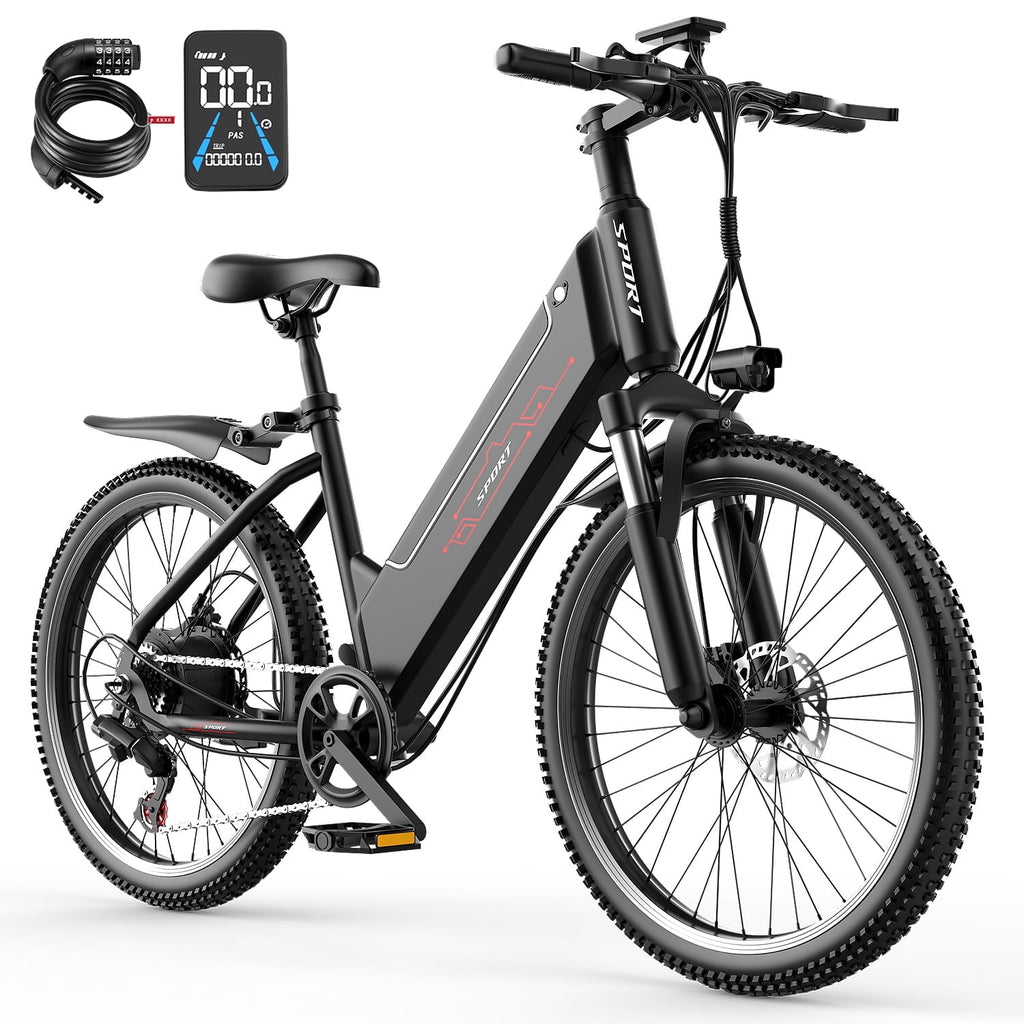 F26-1500W Off-Road Electric Bike, 26 Tire 55 Miles Electric Bike ,48V 10.5 Internal Battery, Top Speed 30MPH, Professional 7 Speed ，Adult electric bicycle，UL2849