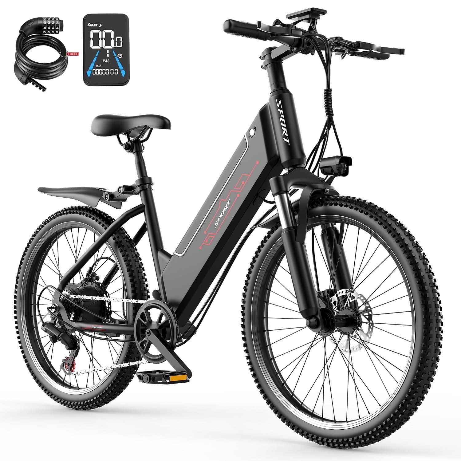F26-1500W Off-Road Electric Bike, 26 Tire 55 Miles Electric Bike ,48V 10.5 Internal Battery, Top Speed 30MPH, Professional 7 Speed ，Adult electric bicycle，UL2849