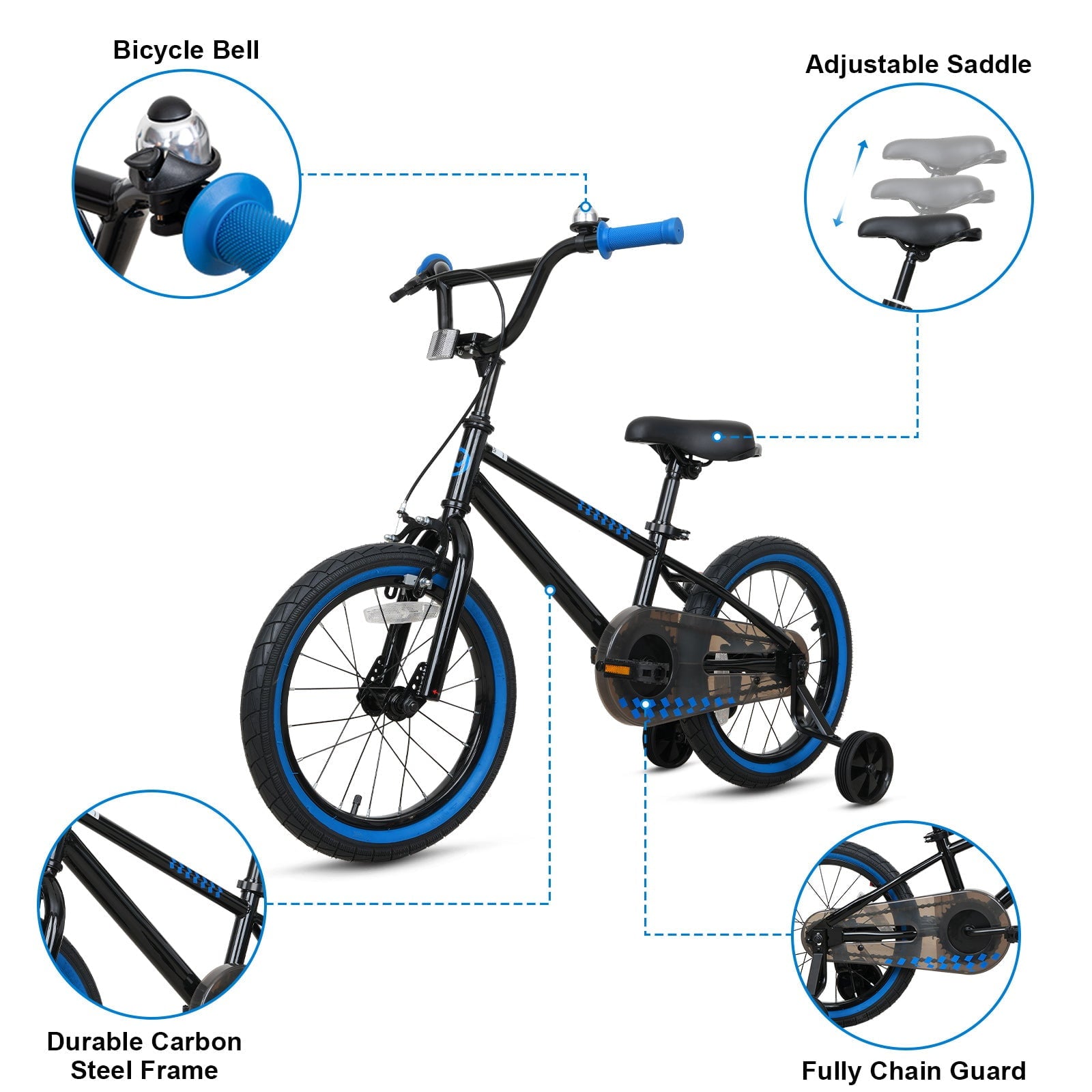 Hykolity Kids Bike Boy Girl Bicycle 16 inch for Children Age 4-6 Height 38-48 Child Sport Bike BMX Handbar includes Training Wheel White
