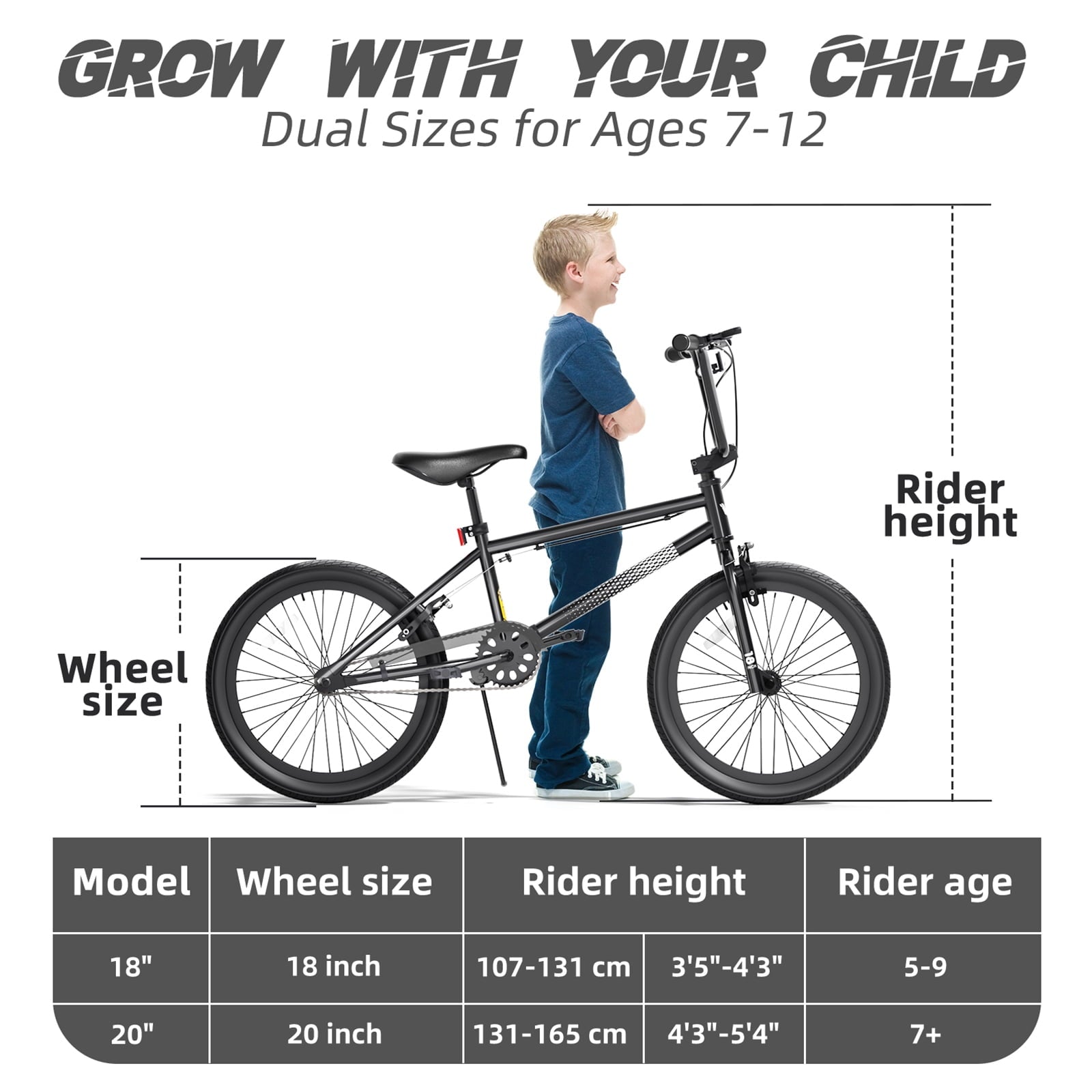 Korimefa Freestyle BMX Bikes, 18 inch Kids Bicycles for 7-12 Years Old Boys Child Tween Teen, with Aluminum Alloy U-Brake, Rear R-Brake, Hand Brake Levers & Front Rear Pedals, White