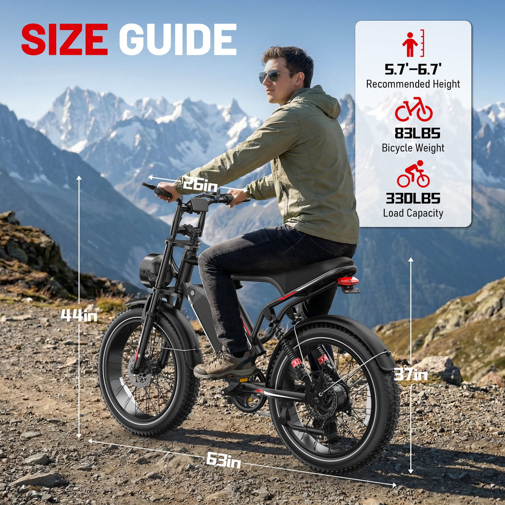 UL2849 Electric Bike for Adults - Peak 2000W Motor, 20x4 Fat Tire,48V/25AH, Full Suspension, 7-Speed