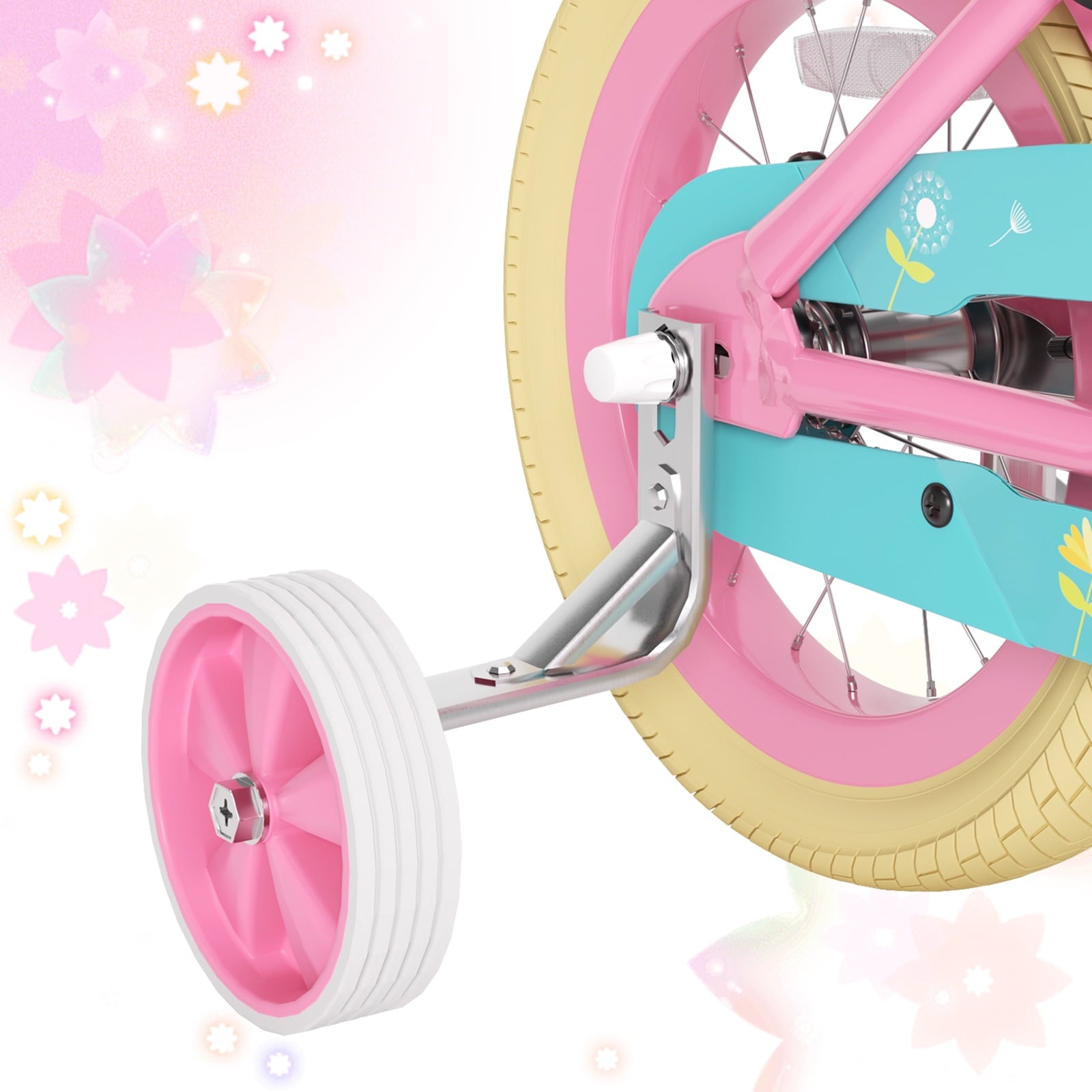 XJD 12 inch Kids Girls Bike for Ages 2-4 Years Child With Training Wheel 12 Children Bicycle With Handbrake Basket Toddler Cycle Bikes Pink