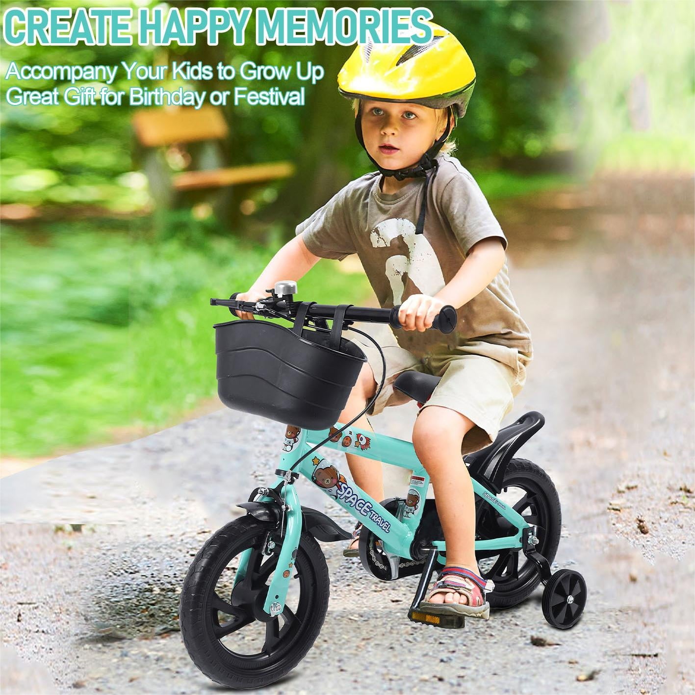 12 inch Kids Bike with Training Wheels, Children Bike with Adjustable Handlebar, Kids Bicycle for Boys Girls Toddlers Age 3-5, 2-in-1 Red Toddler Bike
