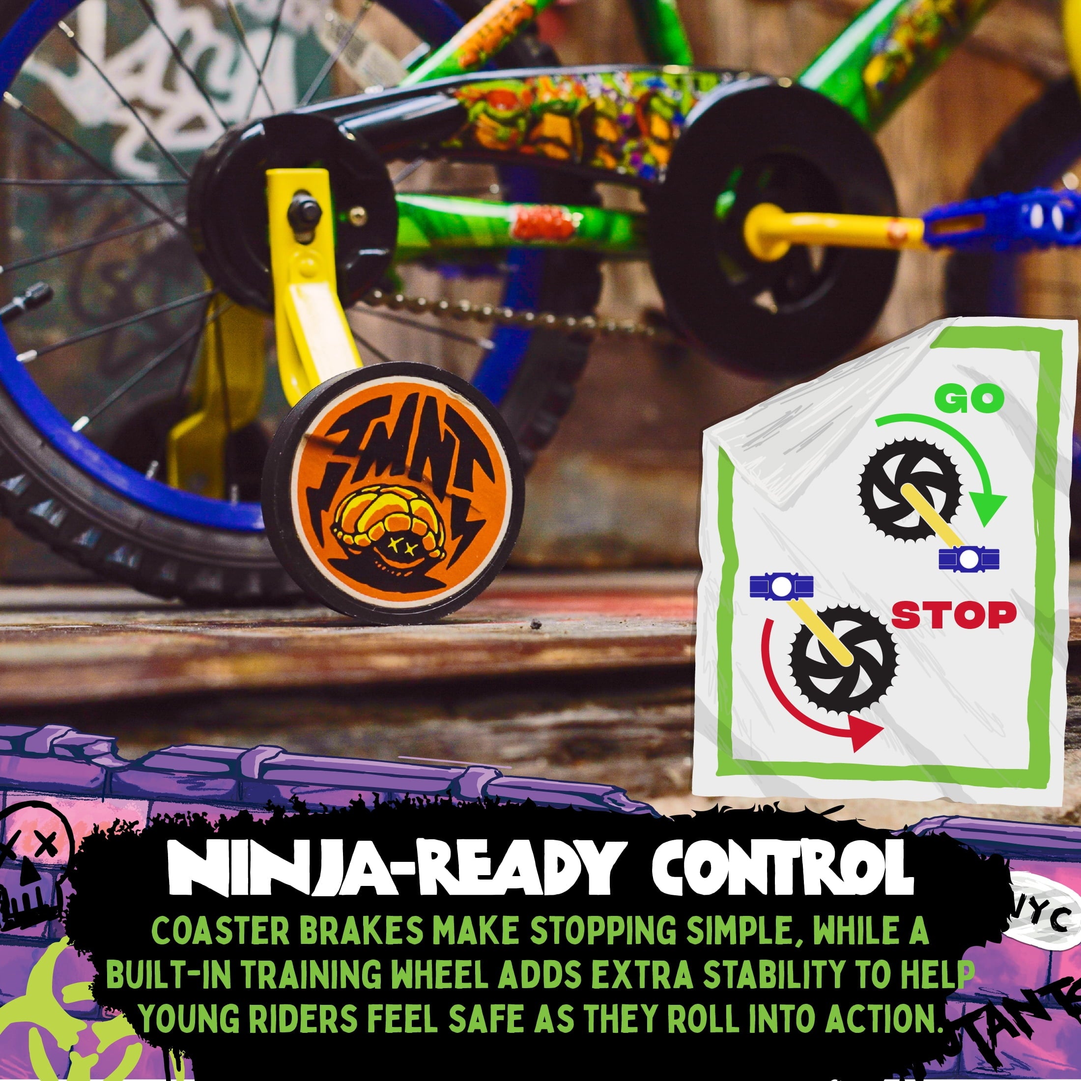 Dynacraft Teenage Mutant Ninja Turtles Boys 16 BMX Bike, For Kids Ages 5-7 Years