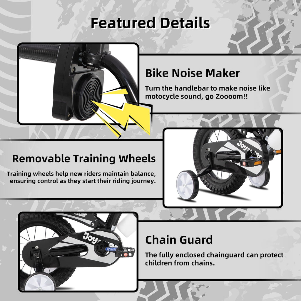 JOYSTAR Motocross Style Kids Bike for Boys Girls Ages 2-4 Years, 12 Inch Children Bicycles Black