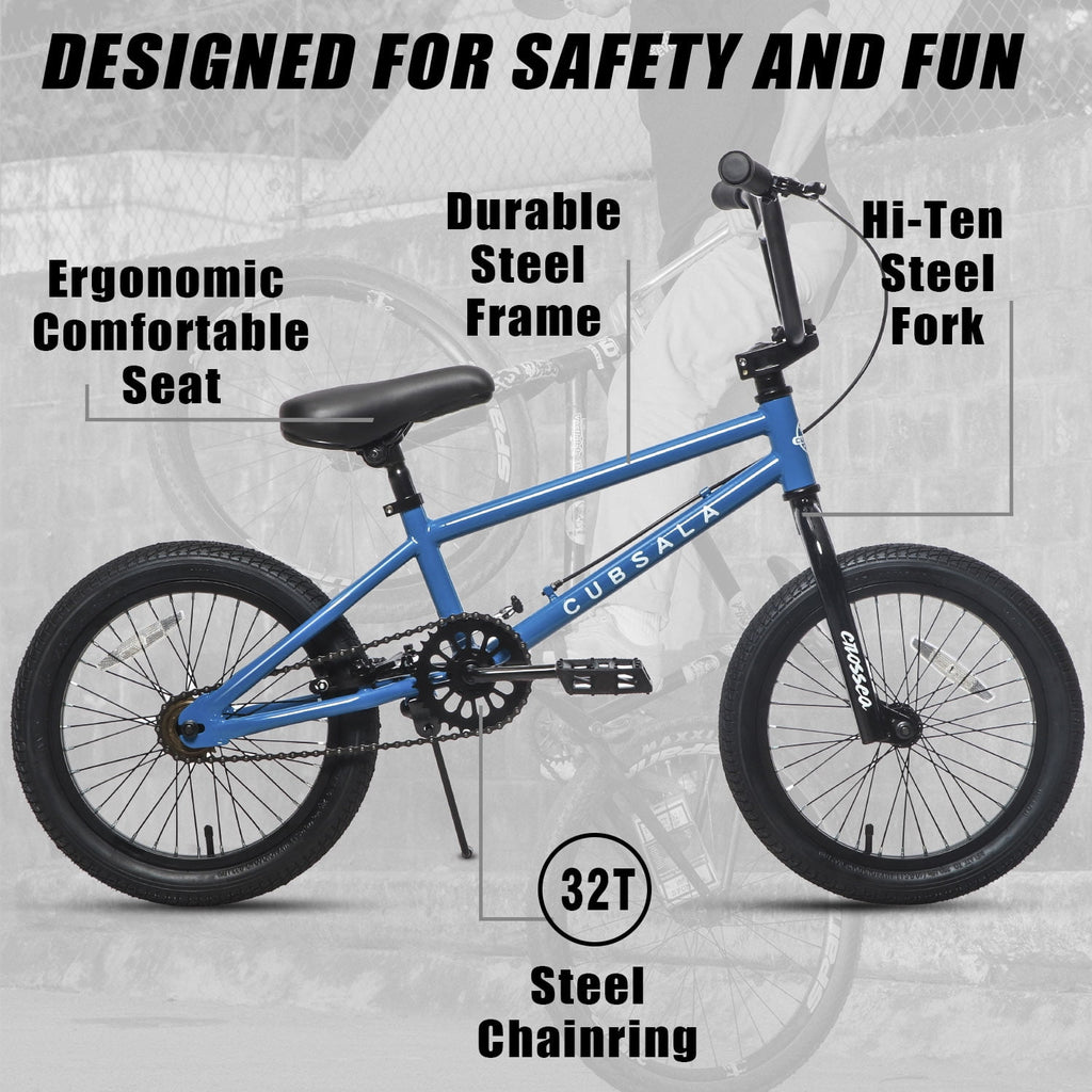 cubsala 18 in Freestyle BMX Kids Bike for Age 5-8 Years Old Boys Girls,Blue
